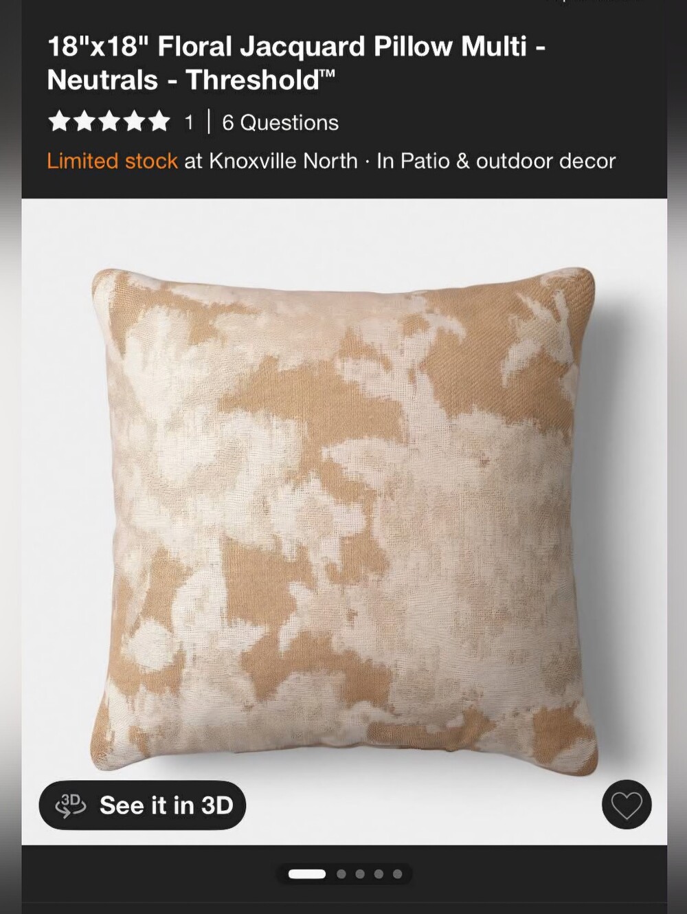 Threshold Neutral Floral Jacquard Pillow - Beige/Cream